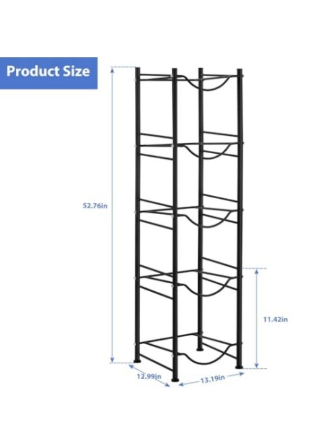 GGEROU 5 Gallon Water Jug Holder Water Bottle Storage Rack, 5 Tiers Black - Image 4