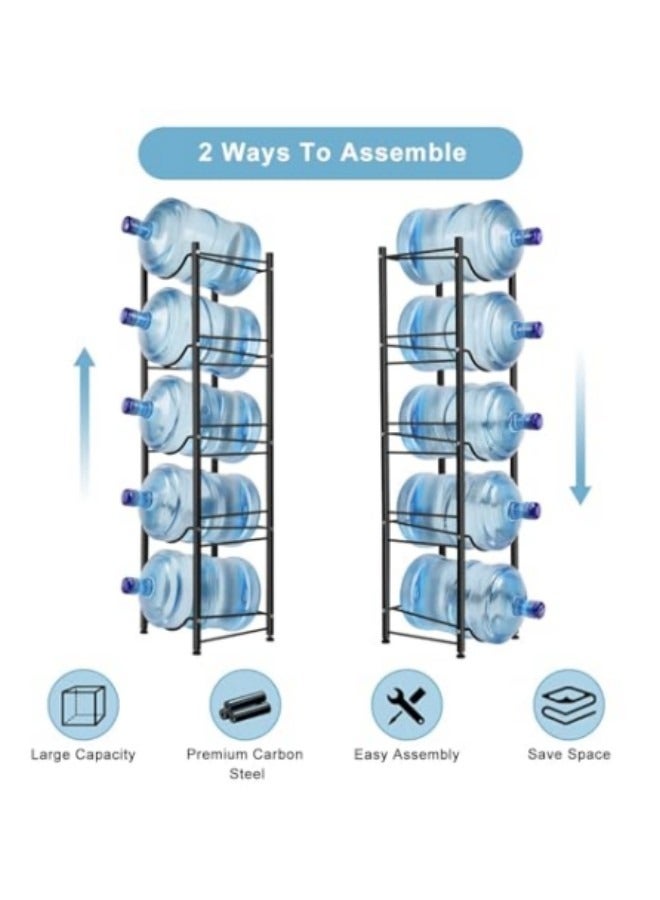 GGEROU 5 Gallon Water Jug Holder Water Bottle Storage Rack, 5 Tiers Black - Image 5