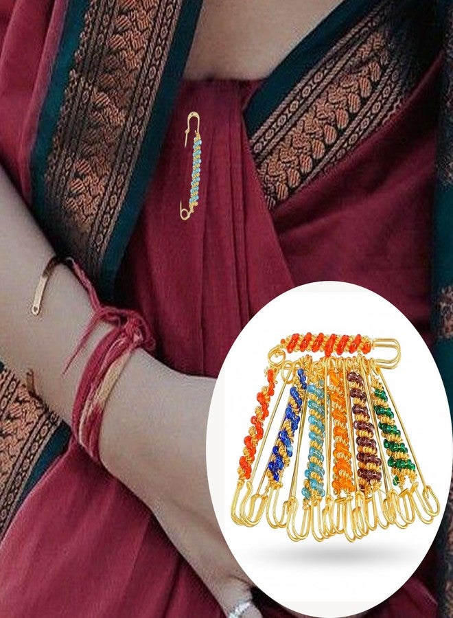 VAMA Multicolor Designer Saree Safety Pins Waist Pallu Plates Brooch for Women (Saree safety Pins) - Image 5