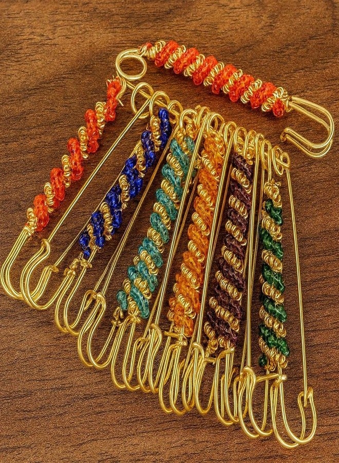VAMA Multicolor Designer Saree Safety Pins Waist Pallu Plates Brooch for Women (Saree safety Pins) - Image 4