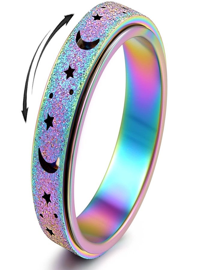 OreilleStar Anxiety Ring for Women Fidget Ring Stainless Steel Fidget Toys Adults Spinner Rings Silver Moon Star Fidget Rings - Image 1