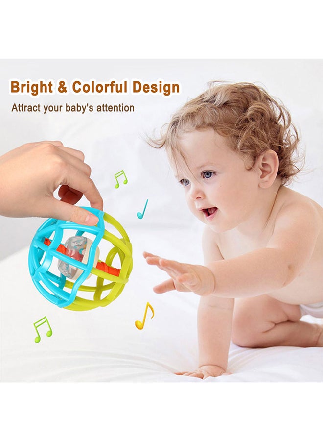 COGNIKIDS كرة جيم للأطفال - كرة رنين قابلة للإمساك 360° للمواليد 0+ | لعبة حسية لمسية مع أصوات، سهلة الإمساك، تصميم قفص ملون | آمنة، خالية من BPA، تطوير المهارات البصرية والحركية باللون البرتقالي - Image 3