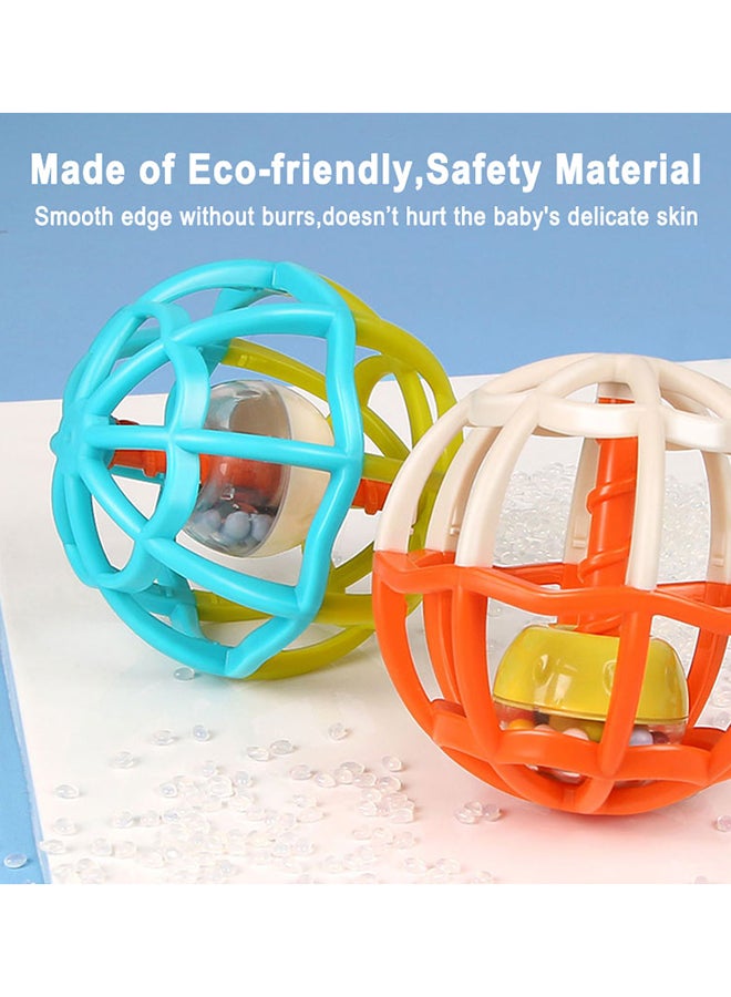 COGNIKIDS كرة جيم للأطفال - كرة رنين قابلة للإمساك 360° للمواليد 0+ | لعبة حسية لمسية مع أصوات، سهلة الإمساك، تصميم قفص ملون | آمنة، خالية من BPA، تطوير المهارات البصرية والحركية باللون البرتقالي - Image 4