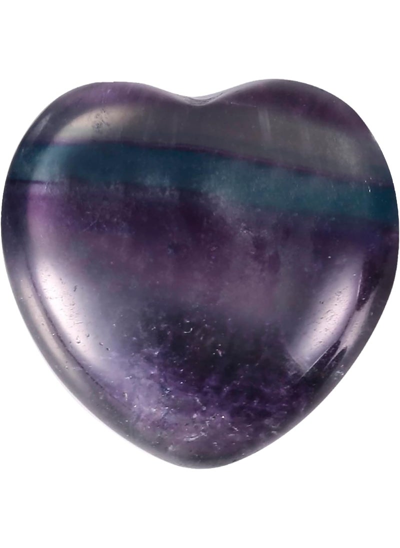 SUNYIK SUNYIK Natural Fluorite Carved Puff Heart Pocket Stone,Healing Palm Crystal Pack of 10(0.8") 