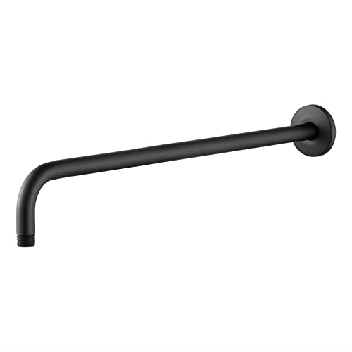 OFFO Shower Arm with Flange, 24 in Wall Mount Replacement Angle Shower Head Arm Wall-Mounted For Fixed Shower Head & Handheld Showerhead, Matte Black - Image 1