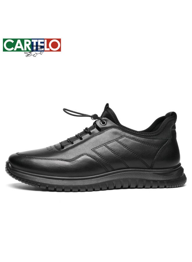 Cartelo First Layer Cowhide Men's Casual Shoes Lightweight Soft Sole Soft Surface Men's Sports Shoes Kg03 Black 39 - Image 2