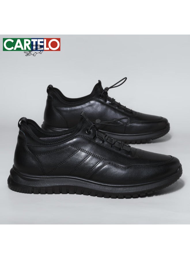 Cartelo First Layer Cowhide Men's Casual Shoes Lightweight Soft Sole Soft Surface Men's Sports Shoes Kg03 Black 39 - Image 4