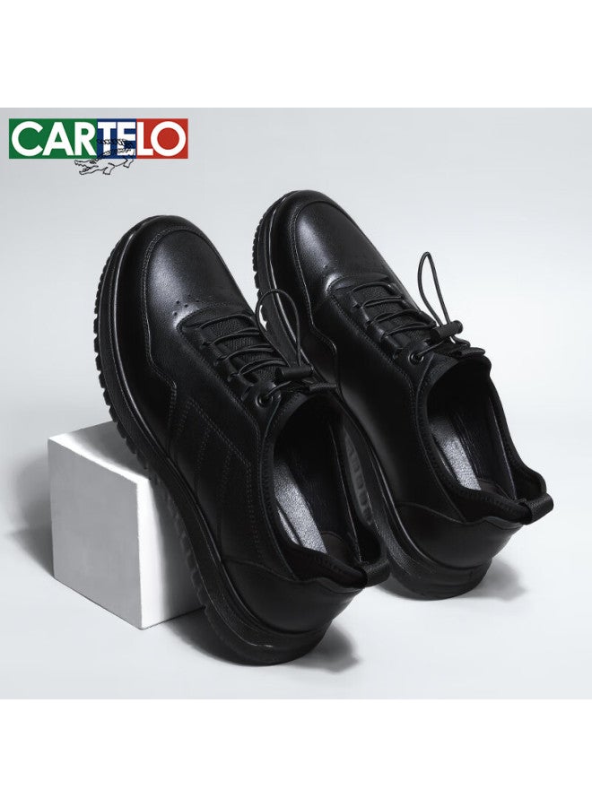Cartelo First Layer Cowhide Men's Casual Shoes Lightweight Soft Sole Soft Surface Men's Sports Shoes Kg03 Black 39 - Image 3