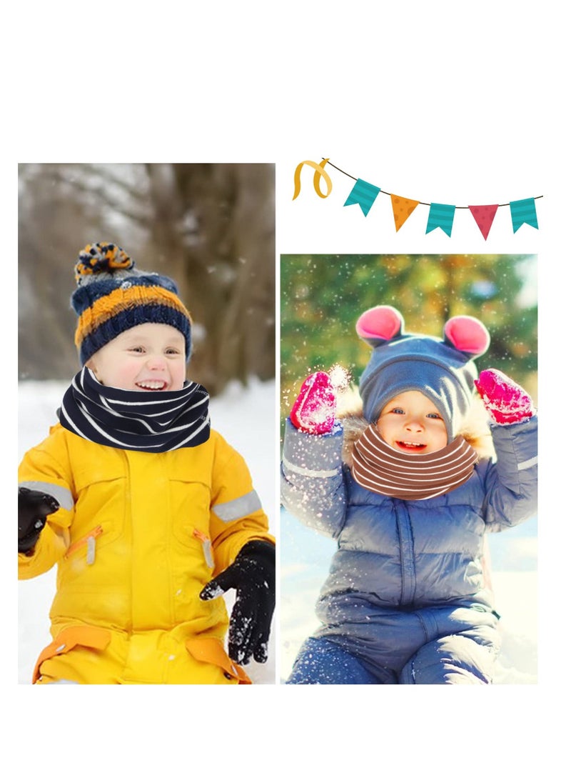 4 Pcs Kids Neck Scarves for Boys Girls, Cotton Warm Winter Autumn Scarf Neck Warmer Loop Scarves, Toddler Scarf Thermal Windproof Neckerchief for Kids Winter Gift, Stretch Fabric, 4 Styles  - Image 4