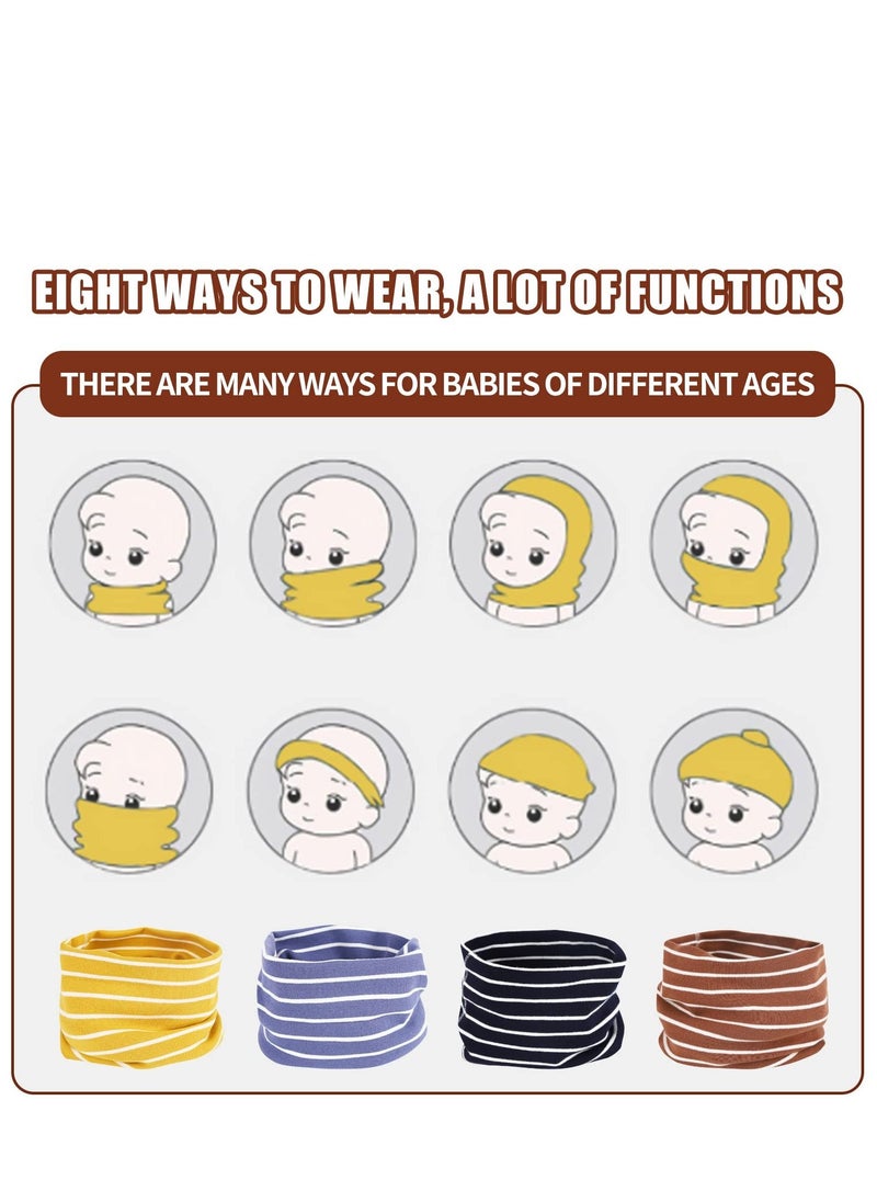 4 Pcs Kids Neck Scarves for Boys Girls, Cotton Warm Winter Autumn Scarf Neck Warmer Loop Scarves, Toddler Scarf Thermal Windproof Neckerchief for Kids Winter Gift, Stretch Fabric, 4 Styles  - Image 3