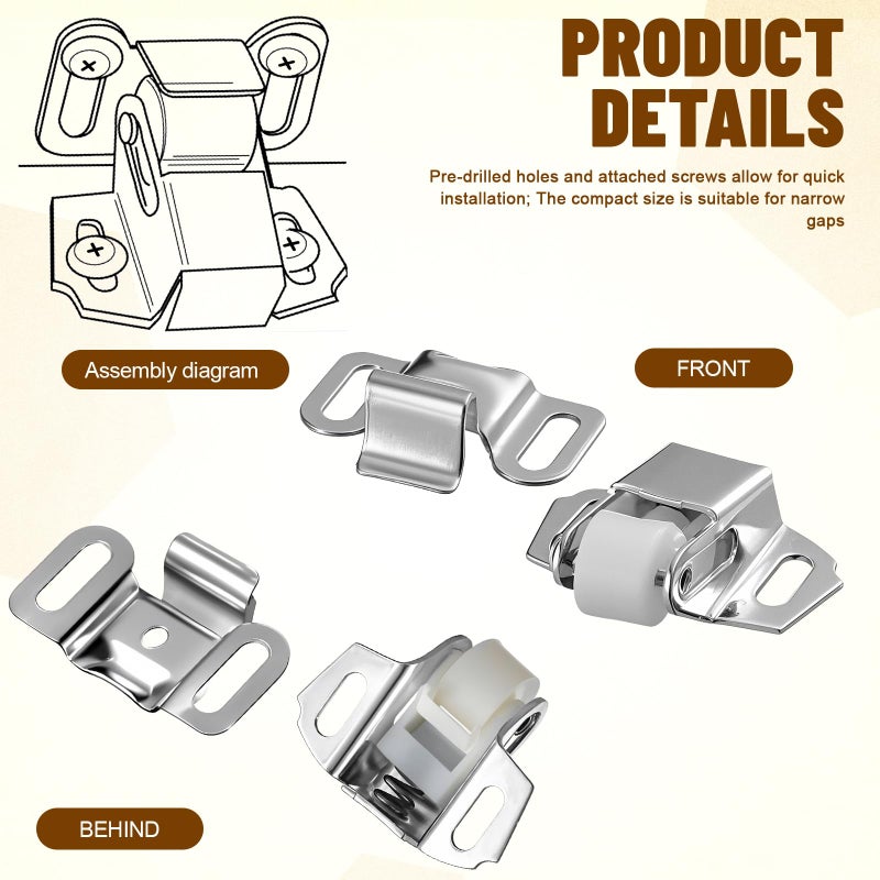 Shimeyao 1 Set Mailbox Replacement Roller Catch Latch with Screws Hardware Roller Wheel Spring Door Catch Latch for Cabinet Doors Rv Camper Kitchen - Image 3