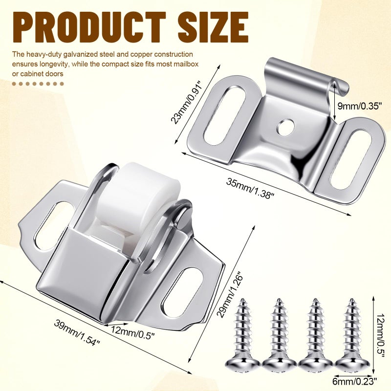 Shimeyao 1 Set Mailbox Replacement Roller Catch Latch with Screws Hardware Roller Wheel Spring Door Catch Latch for Cabinet Doors Rv Camper Kitchen - Image 2