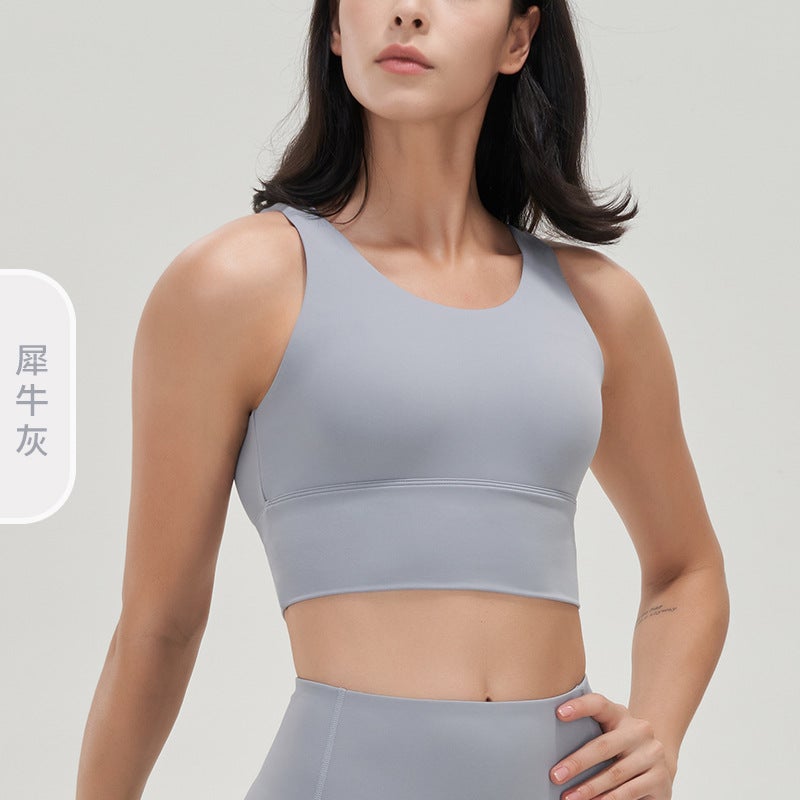 Lycra Yoga Deep V Sports Bra Tank with Pads Navy blue Navy blue - Image 4