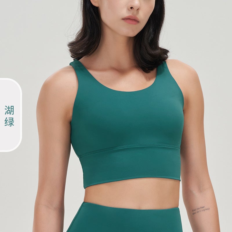 Lycra Yoga Deep V Sports Bra Tank with Pads Navy blue Navy blue - Image 2