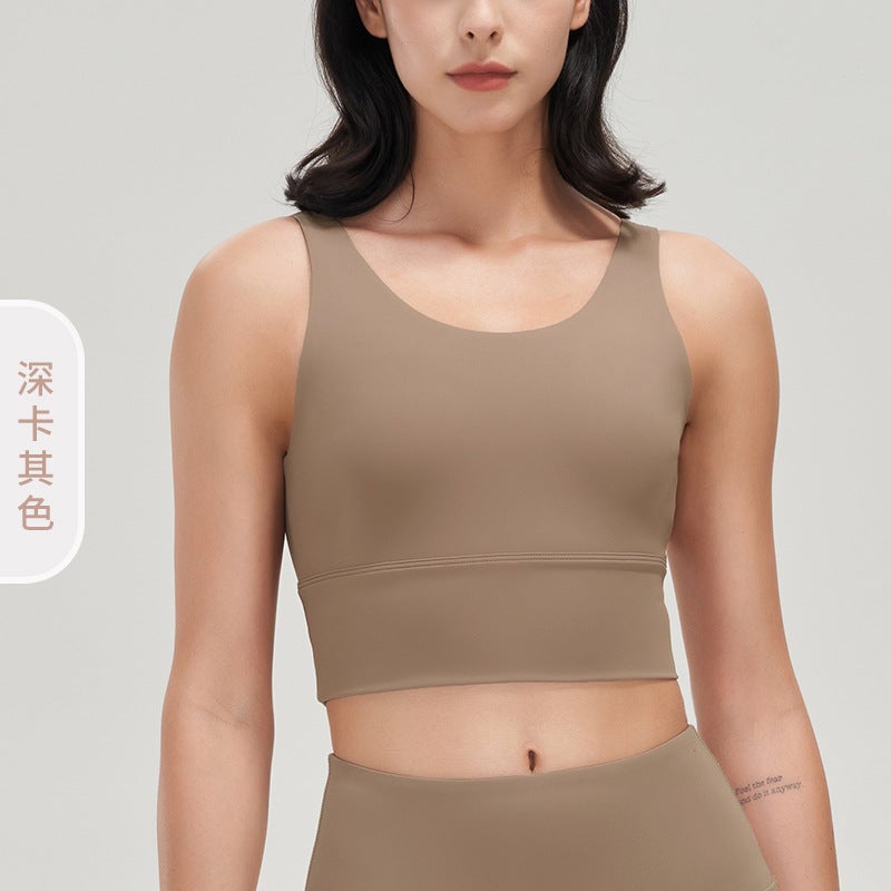 Lycra Yoga Deep V Sports Bra Tank with Pads Navy blue Navy blue - Image 3