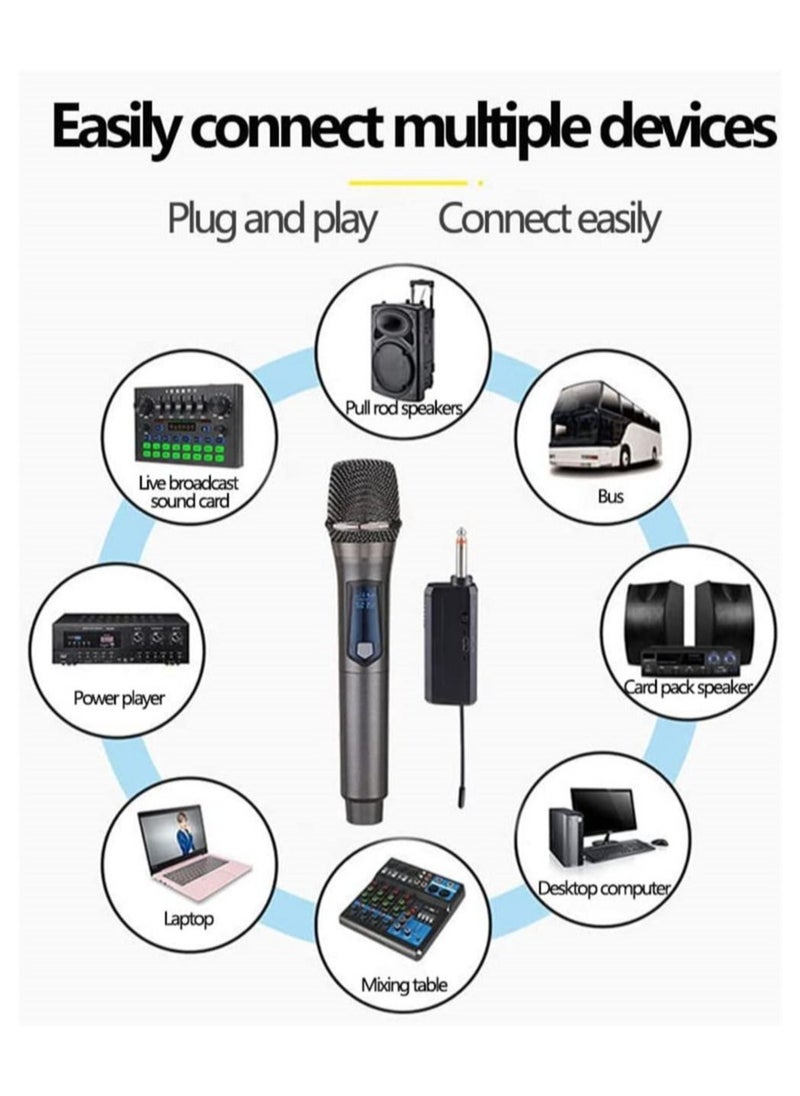 Y&D - Wireless Microphone, DMG UHF Handheld Dynamic Mic Karaoke System with Rechargeable Receiver, 164 ft Range, for Nights and House Parties, DJ, Meeting - Image 1