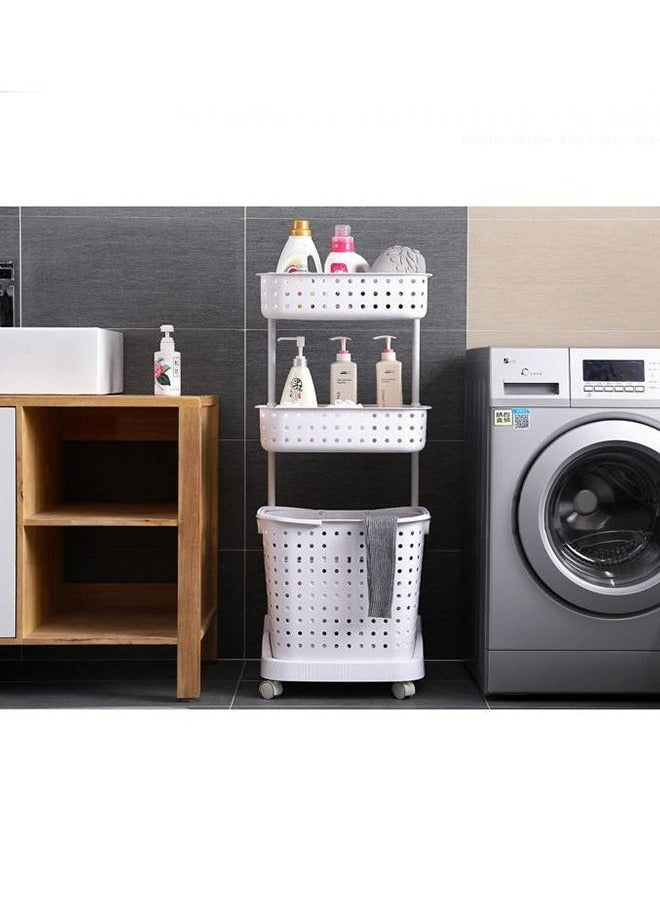 RollsTimi  3-Tier Laundry Basket With Wheels White - Image 4