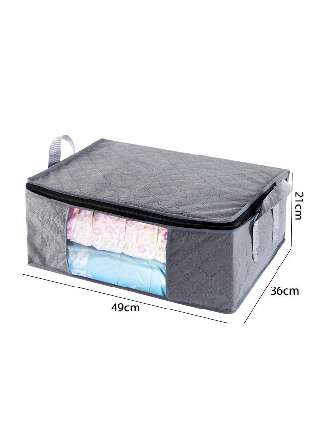 Generic 3 Piece Folding Organizer Large Capacity Nonwoven Quilt Storage Bag  Closet Organizer With Zipper Handle Home Quilt Organizer Closet Clothes Organizer Gray  - Image 2