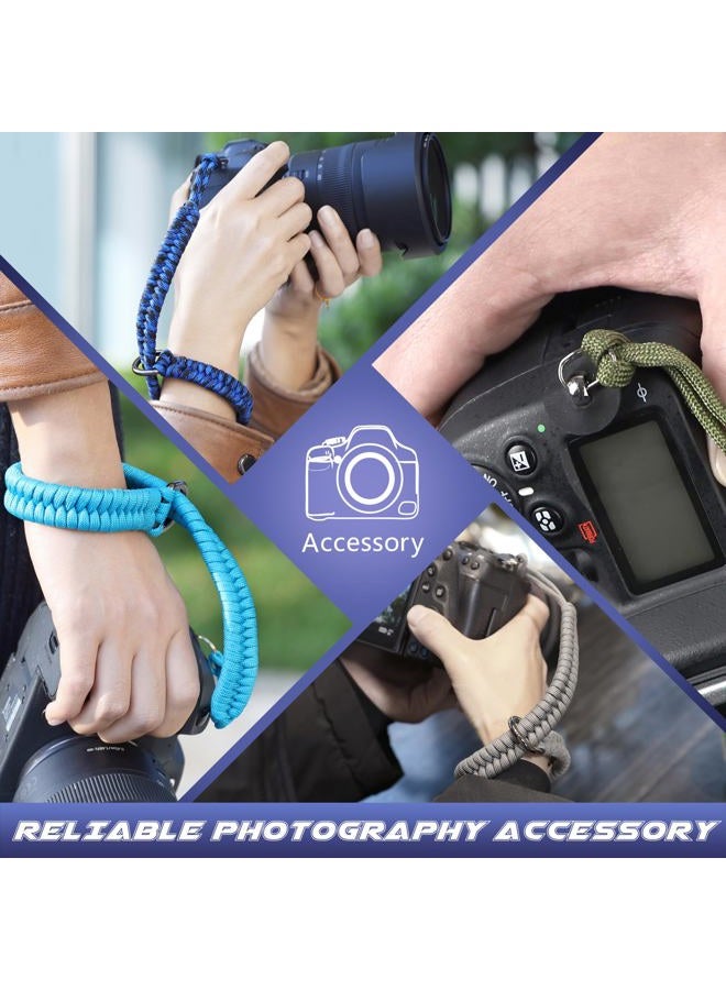 Sunya Camera Wrist Strap ,Paracord Camera Hand Sling, Quick Release, Portable Attachment, Black-blue, Universal - Image 5