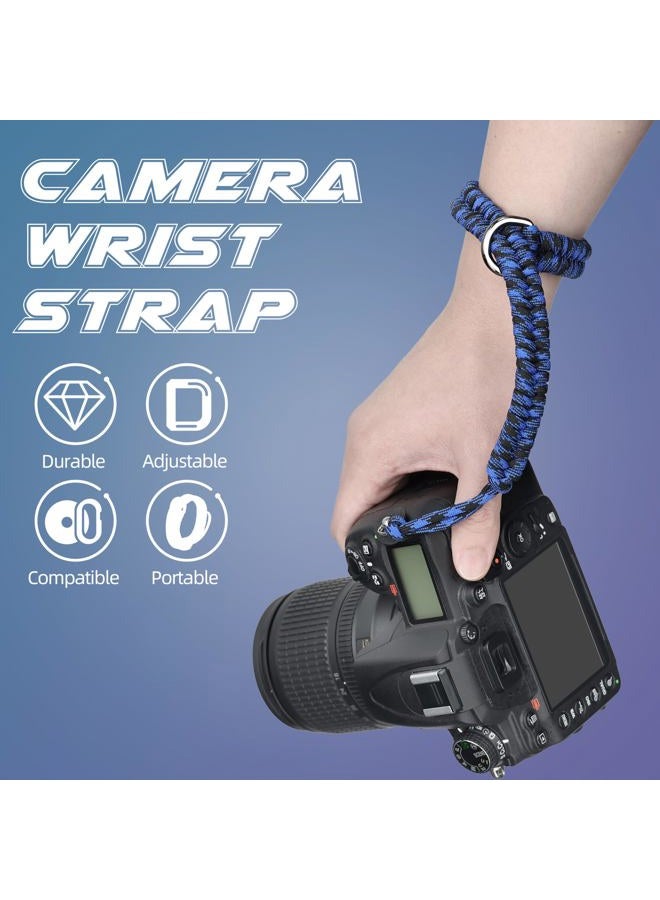 Sunya Camera Wrist Strap ,Paracord Camera Hand Sling, Quick Release, Portable Attachment, Black-blue, Universal - Image 2