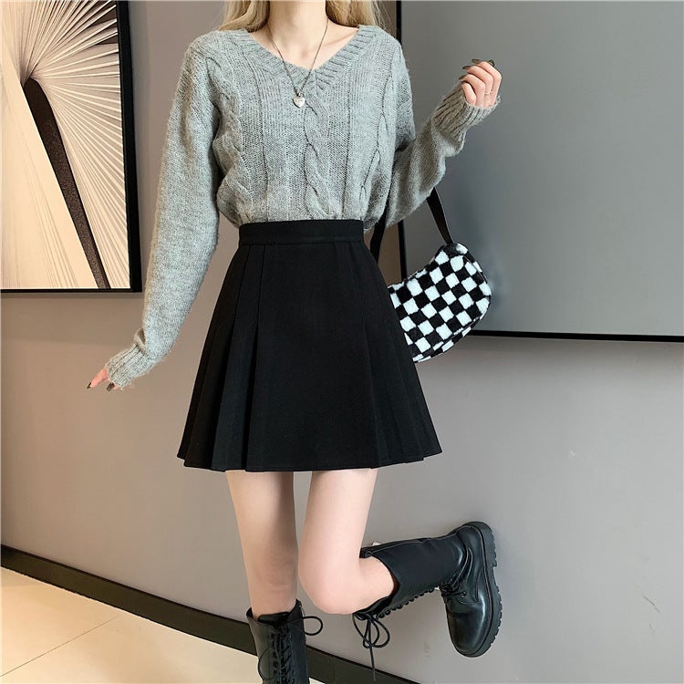 Women'S Summer 2023 High-Waisted A-Line Pleated Short Skirt For Petite Figures, Stylish And Chic - Image 2