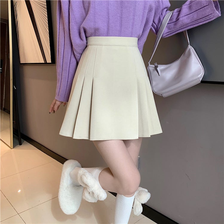 Women'S Summer 2023 High-Waisted A-Line Pleated Short Skirt For Petite Figures, Stylish And Chic - Image 1