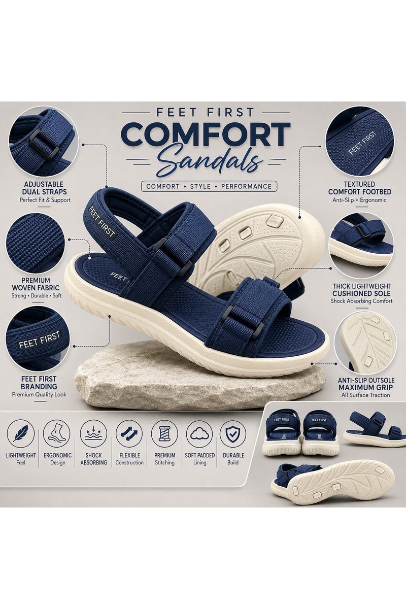 Feet First Men’s Sports Sandals with Adjustable Velcro Straps – Lightweight Comfort Outdoor Walking Sandals - Image 2