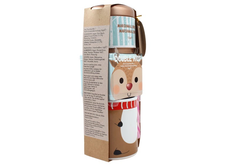 Hot Chocolate Gift Set With Reindeer Mug - Sachets, Mini Marshmallows, Candy Canes and Socks Included - Image 3