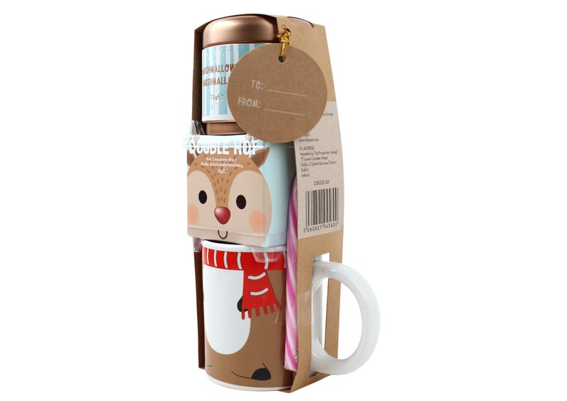 Hot Chocolate Gift Set With Reindeer Mug - Sachets, Mini Marshmallows, Candy Canes and Socks Included - Image 2