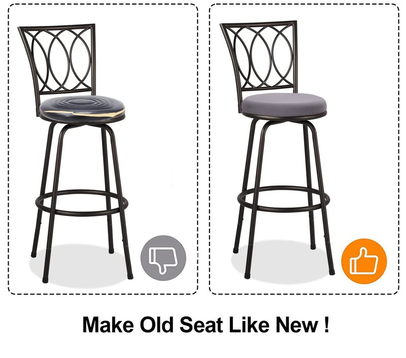 Deisy Dee 4PCS Round Bar Stool Seat Covers Stretch Round Chair Covers for 13-16 Inch Stool Chair (Grey) - Image 4