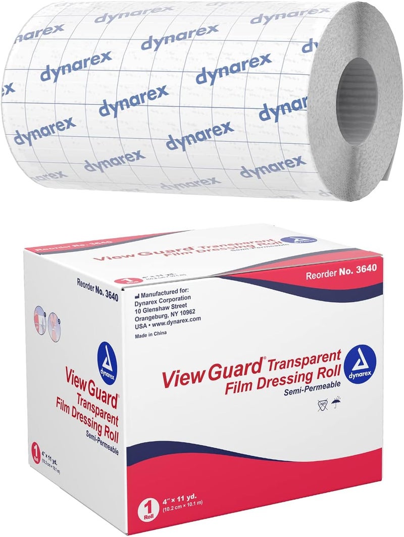 Dynarex View Guard Transparent Film Dressing Rolls  4 x 11 yds 1 Roll  NonSterile Clear Medical Tape for Wound Dressing  Tattoo Bandages and Wound Cover - Image 1