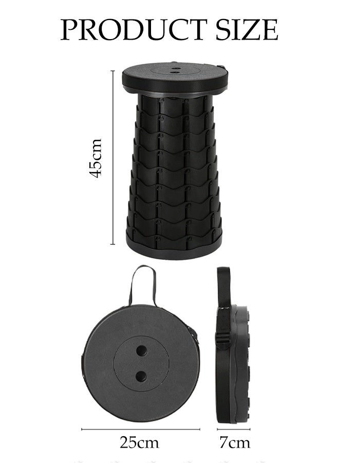 DUNISO Portable Folding Stool for Camping Outdoor,Adjustable Height, Lightweight, Telescopic Chair with Non-Slip Base for Hiking, Fishing, Travel,  Gardening (Black) - Image 2