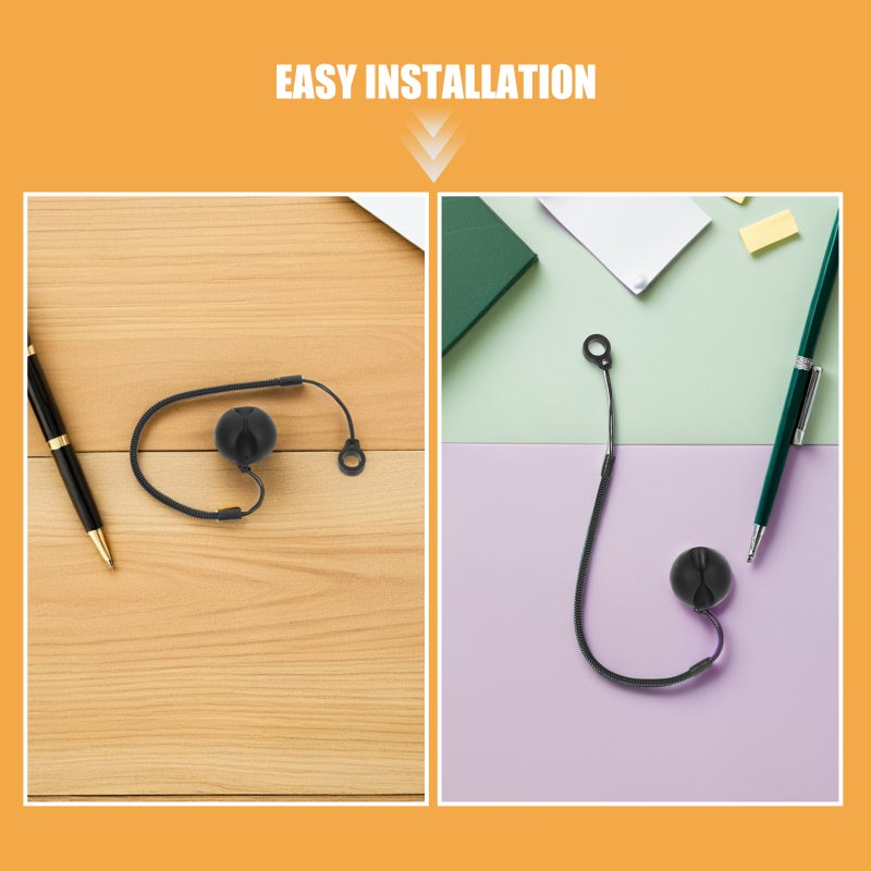 8pcs Retractable Stylus Coil Lanyard Anti-Lose Leash Elastic Tether for Capacitive Stylus Drawing Tablets POS Machine Touchscreens Clipboard Black - Image 3