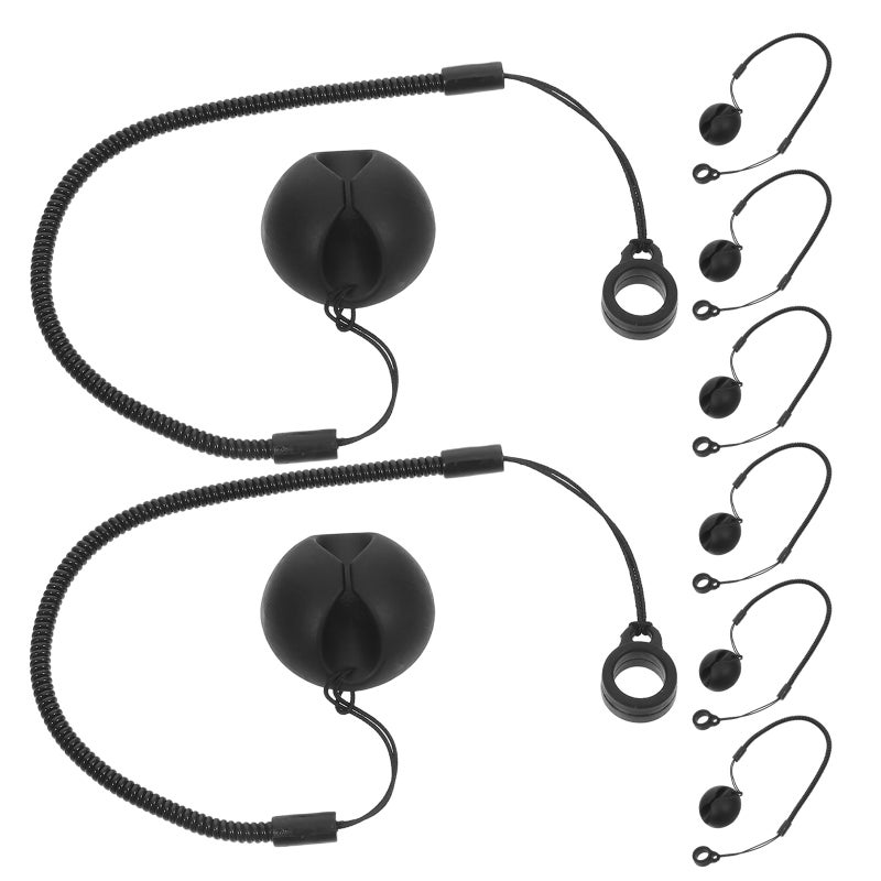 8pcs Retractable Stylus Coil Lanyard Anti-Lose Leash Elastic Tether for Capacitive Stylus Drawing Tablets POS Machine Touchscreens Clipboard Black - Image 1