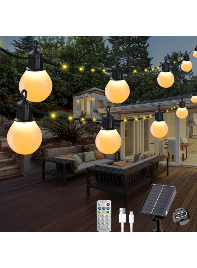 Solar String Lights G40 20m with 40 Vintage LED Bulbs – Warm White, Shatterproof, Weatherproof Outdoor Lighting for Patio, Garden & Backyard - Image 1