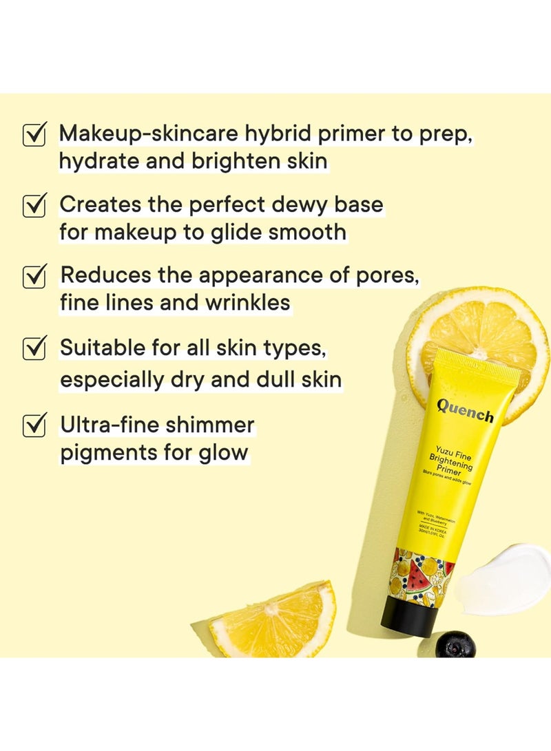 Quench Vitamin C Brightening Primer with Ultra Fine Shimmer Pigment | Gives Brighter, Dewy Complexion | Lightweight & Non-Sticky | Made in Korea (30ml)  - Image 4
