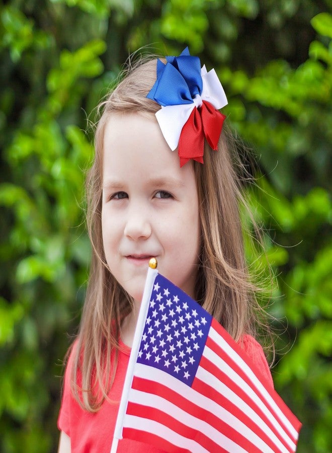 KCHIES July 4th Patriotic Hair Bow Clips Girls Red White Blue Ribbon Bowknot Alligator Barrette Independence Day Holiday Dress outfit Decor Accessory Kids Cheerleader Teens Toddler Favor Gift - Image 3