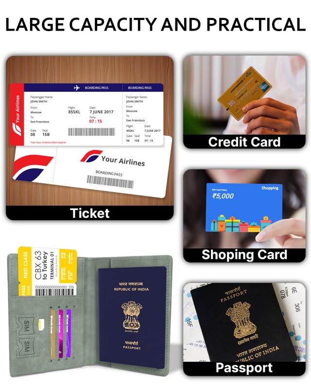 FEDUS Faux Leather Premium Passport Holder For Men And Women Passport Cover Case Wallet With Credit/Debit Card, Id Card, Rfid Protected Travel Document Accessories Organiser. - Image 3