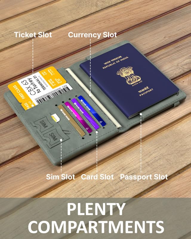 FEDUS Faux Leather Premium Passport Holder For Men And Women Passport Cover Case Wallet With Credit/Debit Card, Id Card, Rfid Protected Travel Document Accessories Organiser. - Image 2