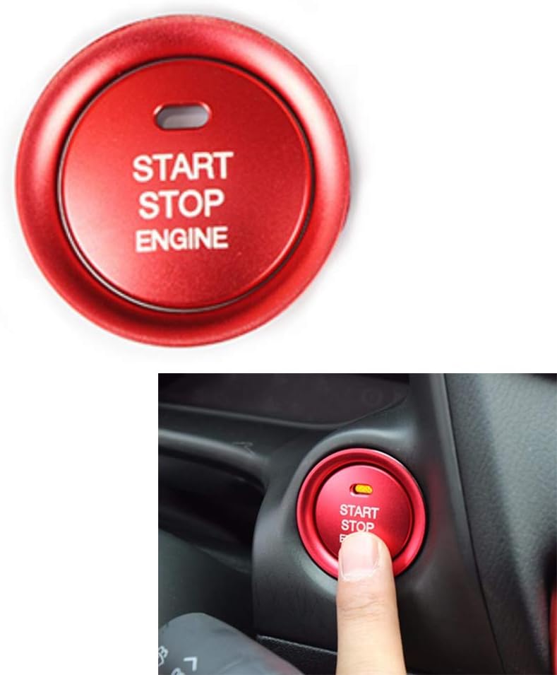 Duoles MAXDOOL 2pc Set Red Aluminum Keyless Engine Push Start Button & Decoration Ring for Mazda - Image 1