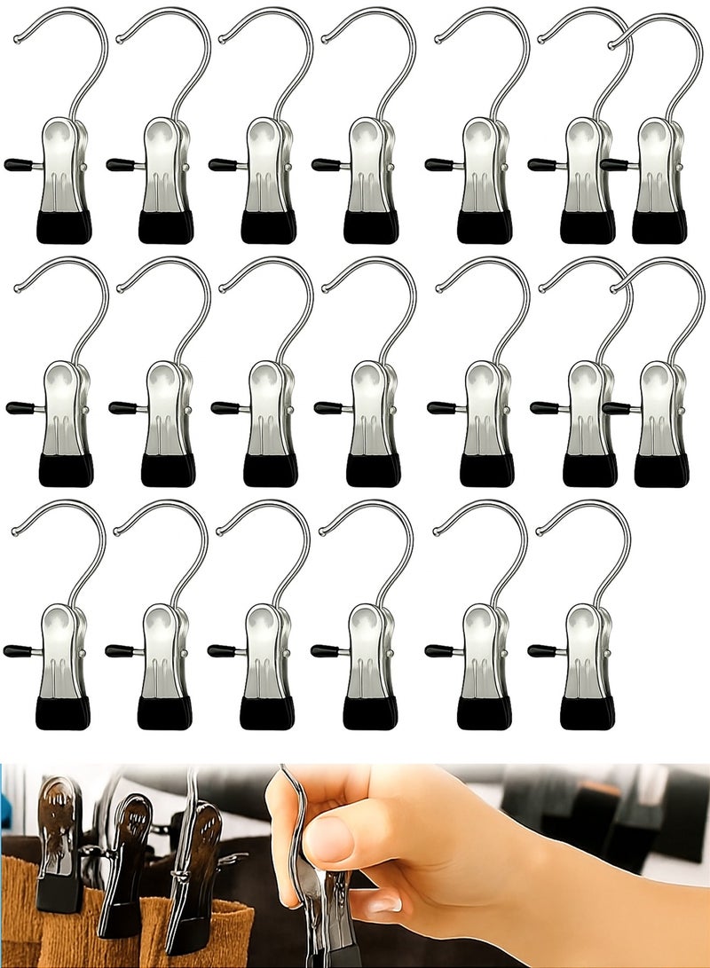 Boot Hangers for Closet, 20 Pack Hanging Hooks for Laundry, Towel Clips Boot Organizer for Home and Travel, Clothespins Clip Hangers for Pants Hats Socks Gloves, Strong Flocked Hangers for Dresses, Coats, Shirts, Jackets  - Image 1