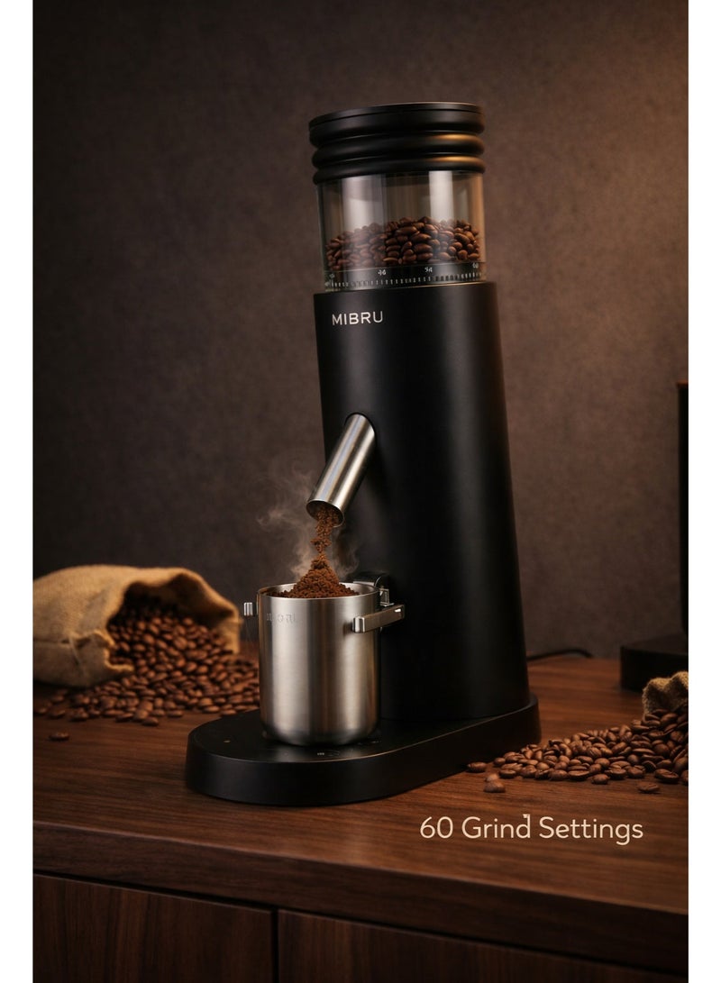 MIBRU Portable Electric Coffee Grinder Rechargeable 7000mAh 41mm Burr Adjustable 60 Settings Espresso Grinder for Home Travel V60 French Press Drip Cold Brew with Stainless Steel Cup - Image 3