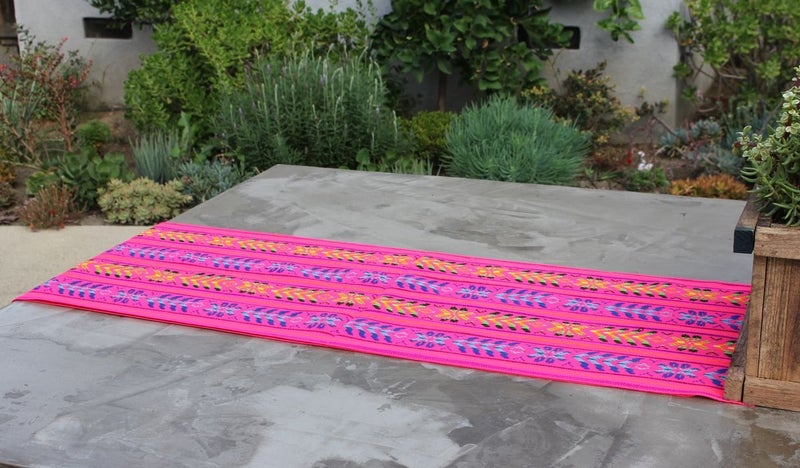 Del Mex Woven Rebozo style Mexican Table Runner Scarf (Pink) - Image 4