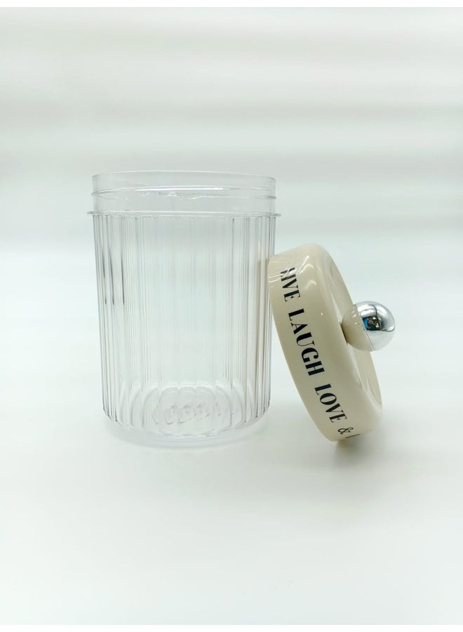 Genaric برطمان تخزين مُلهم "عش، اضحك، أحب" - أكريليك وكريمي - Image 2