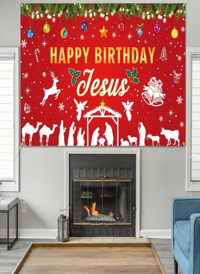 PTFNY Backdrop Banner for Happy Birthday Jesus 73 x 43 Inch Large for Christian Christmas Jesus Birthday Party Decorations Photo Booth Props - Image 5