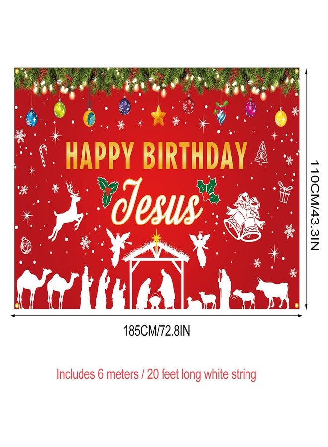 PTFNY Backdrop Banner for Happy Birthday Jesus 73 x 43 Inch Large for Christian Christmas Jesus Birthday Party Decorations Photo Booth Props - Image 2