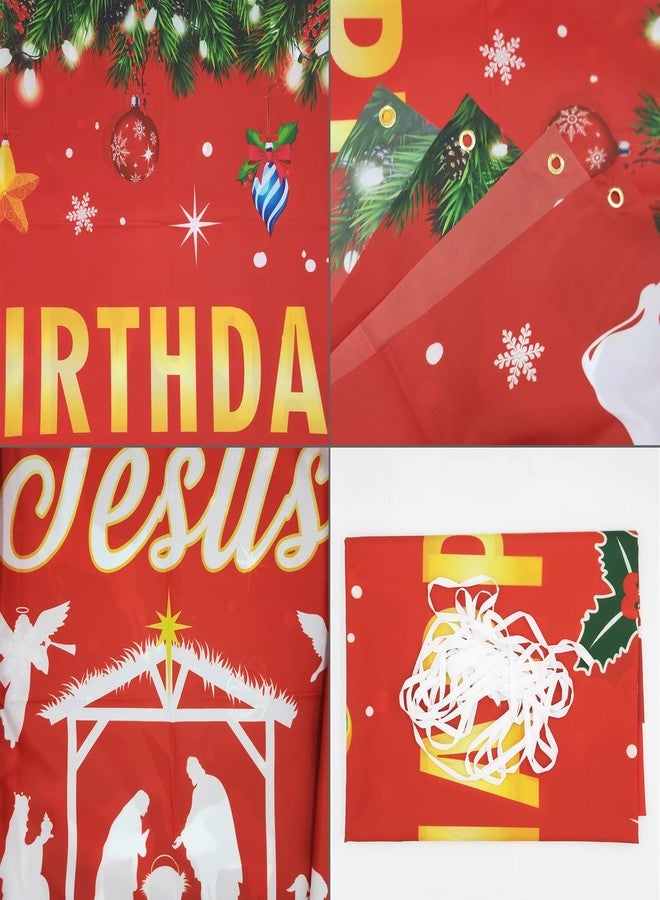 PTFNY Backdrop Banner for Happy Birthday Jesus 73 x 43 Inch Large for Christian Christmas Jesus Birthday Party Decorations Photo Booth Props - Image 3