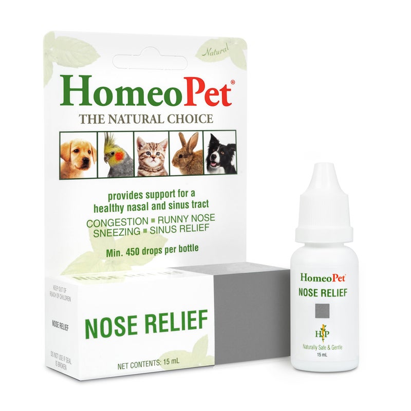 HomeoPet Nose Relief, Safe and Natural Sinus Supplement for Cats, Dogs, and Other Small Animals, 15 Milliliters - Image 1
