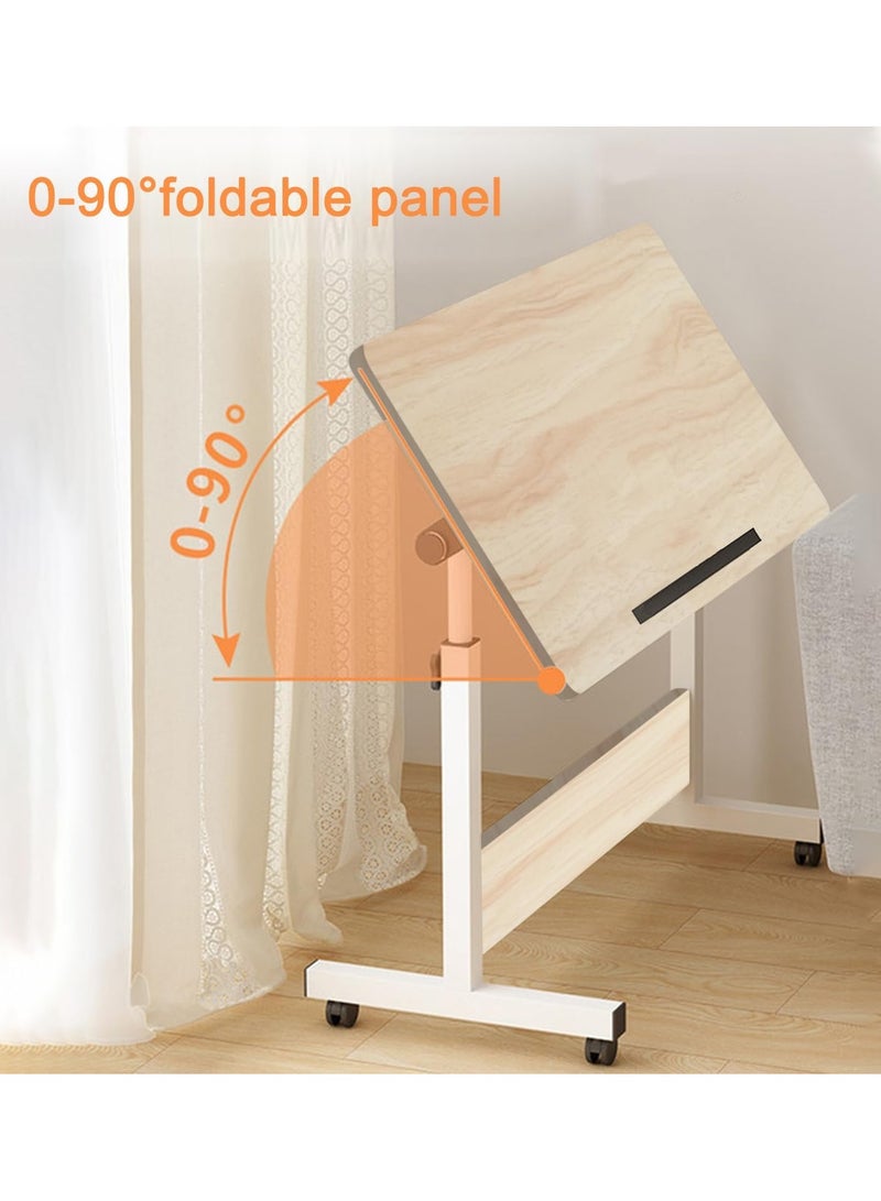 DubaiGallery Computer Desk, Portable Desk Game Table, Modern Design Standing Desk, Bedside Table Mobile Lifting Table, Home on Wheels  - Image 3