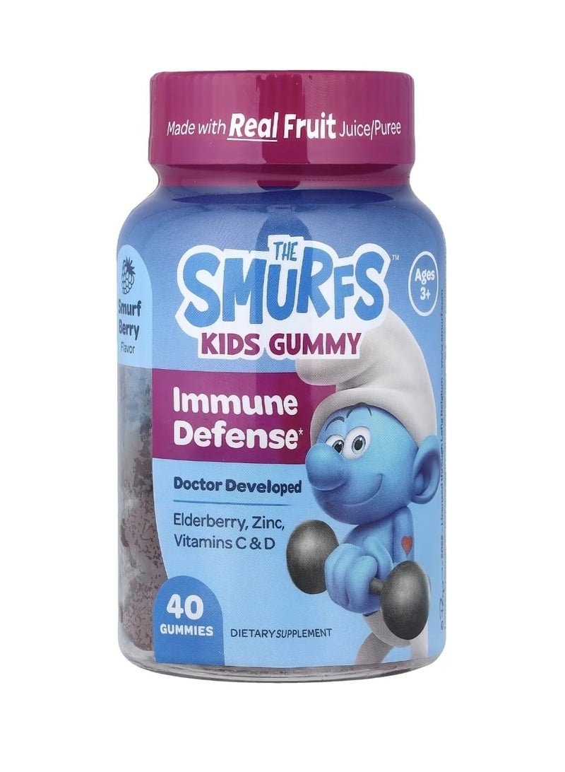 THE SMURFS Kids Gummy Immune Defense Ages 3+ Smurf Berry 40 Gummies - Image 1